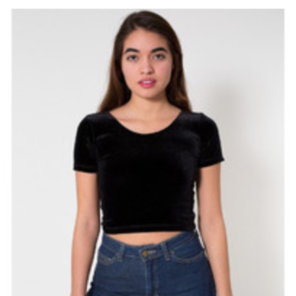 Black Velvet Cropped Top by American Apparel - Picture 1 of 3